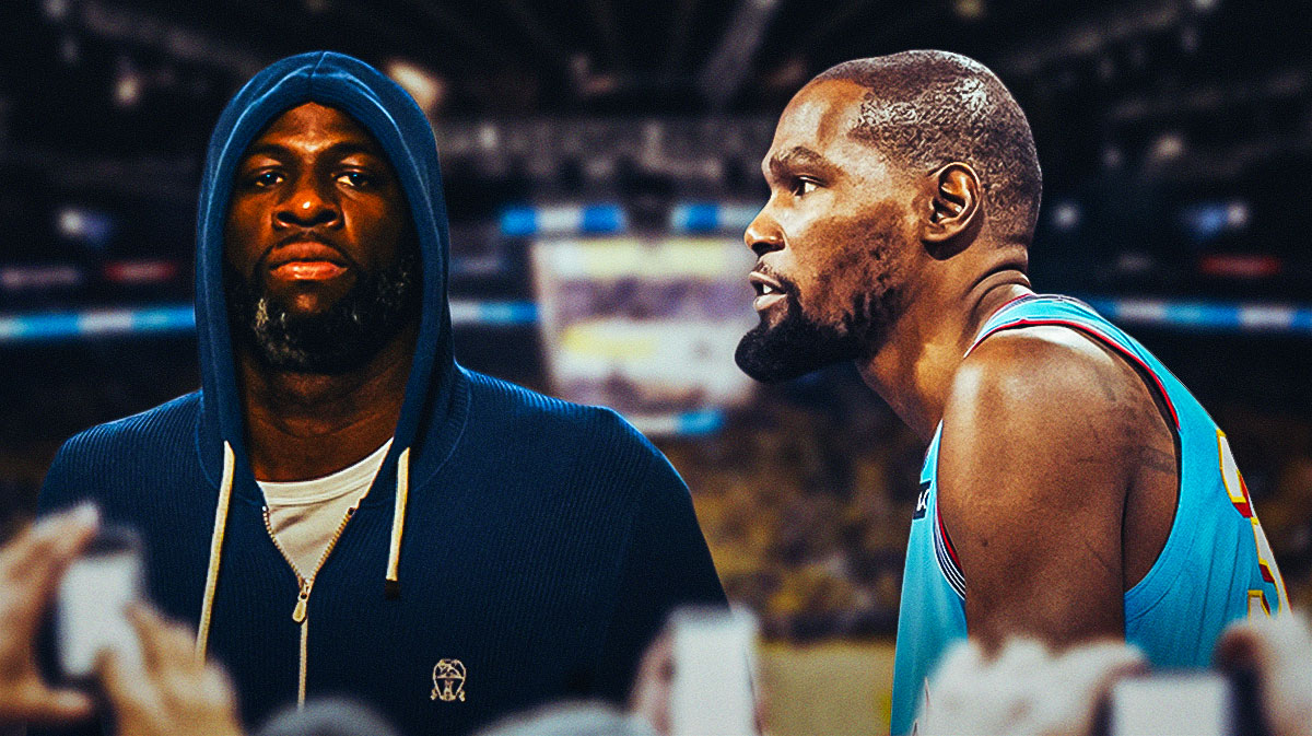 Kevin Durant in his All-Star jersey and Draymond Green.