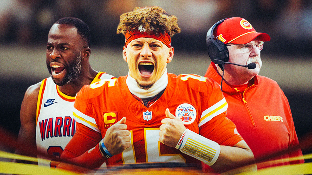 Draymond Green, Patrick Mahomes, and Andy Reid.