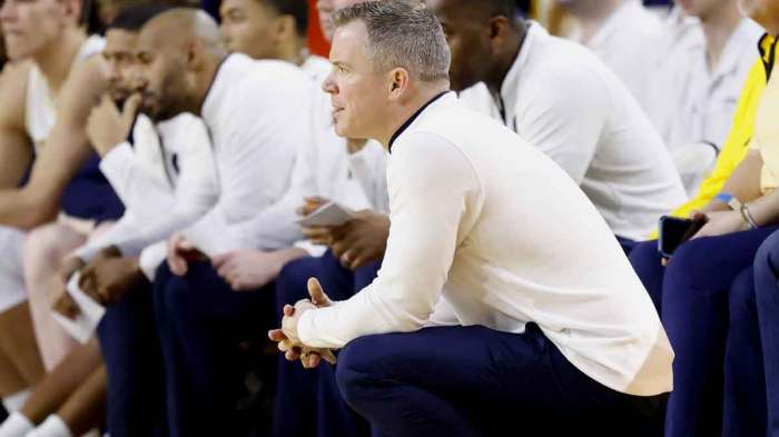 Michigan Wolverines head coach Dusty May looks on in the second half against the Purdue Boilermakers at Crisler Center.