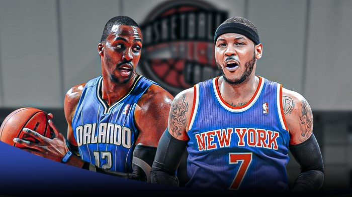 Former NBA stars Dwight Howard and Carmelo Anthony are among the finalist for Naismith Memorial Hall of Fame honors.