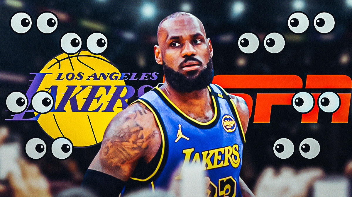 LeBron James, LA Lakers and ESPN logos, eyes symbols
