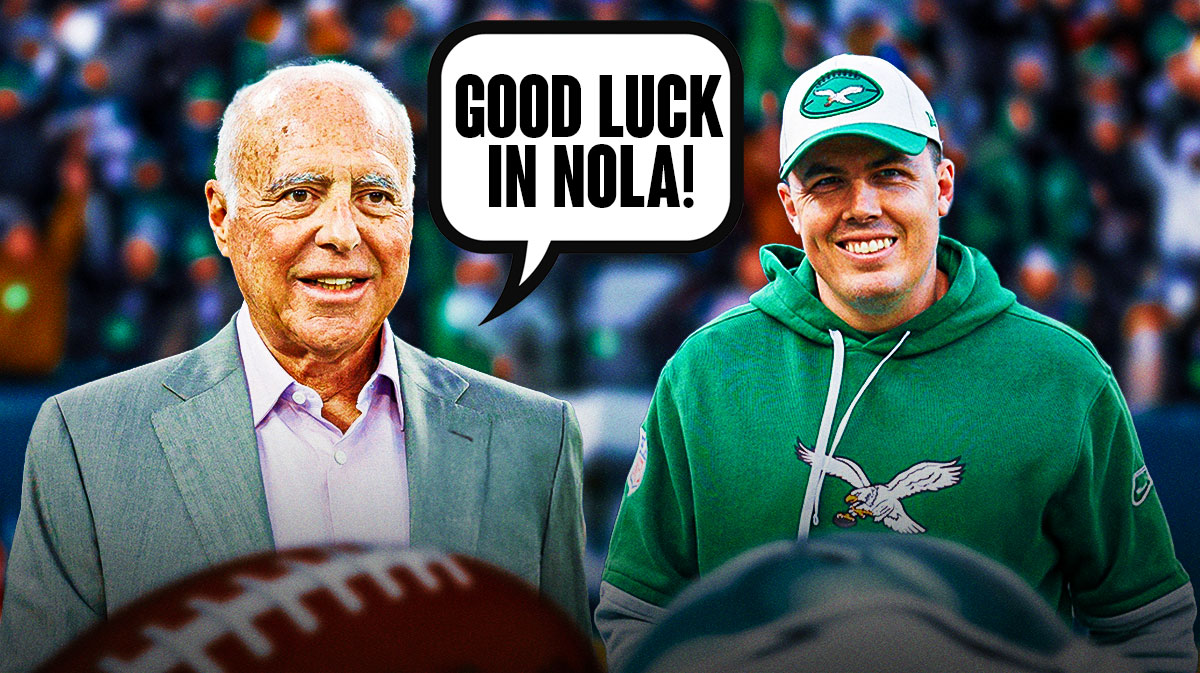 Philadelphia Eagles owner Jeffrey Lurie with the new head coach of the New Orleans Saints Kellen Moore