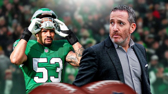 Howie Roseman next to Zack Baun