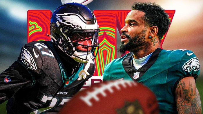 Quinyon Mitchell and Darius Slay next to Super Bowl 59 logo.