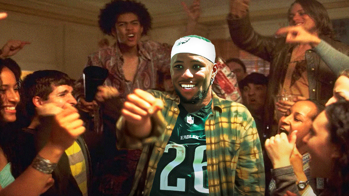 Saquon Barkley (Eagles) as Frank the Tank from Old School. (The guy in the middle)