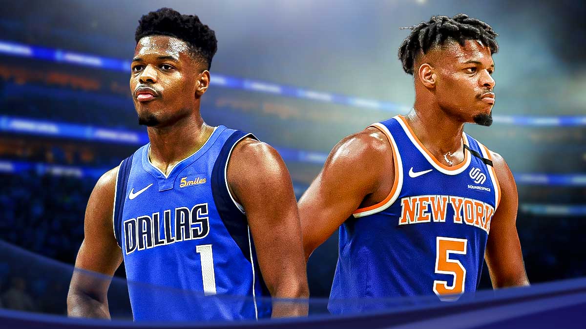 Dennis Smith Jr. smiling in a Mavs/Knicks uniform