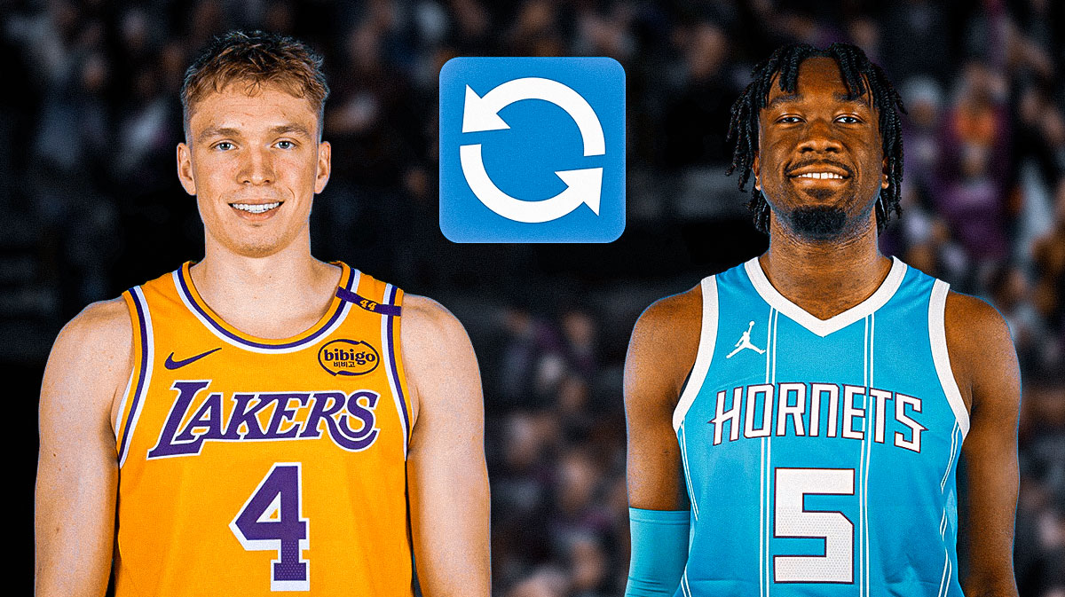 Dalton Knecht Lakers, 🔄 arrows in the middle, and Mark Williams Hornets