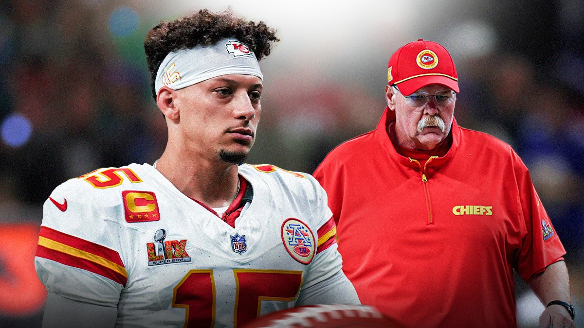 Chiefs' Patrick Mahomes and Andy Reid with dejected expressions