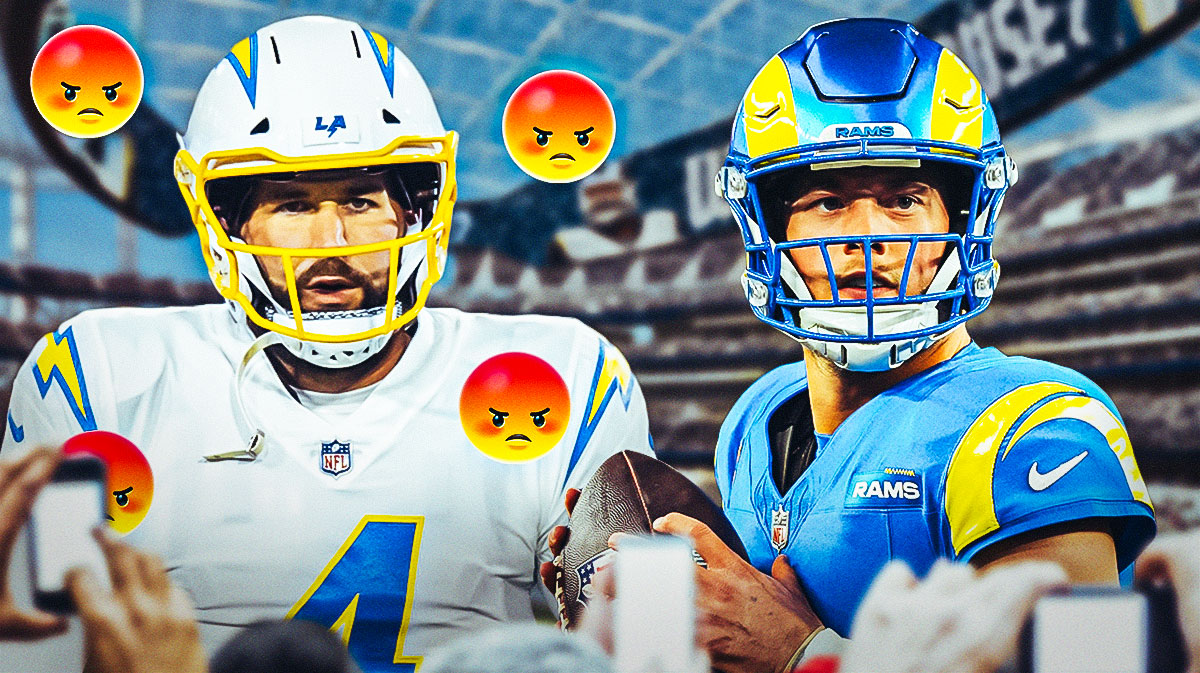 Former quarterback Chase Daniel with angry emojis around him, as well as Rams quarterback Matthew Stafford.