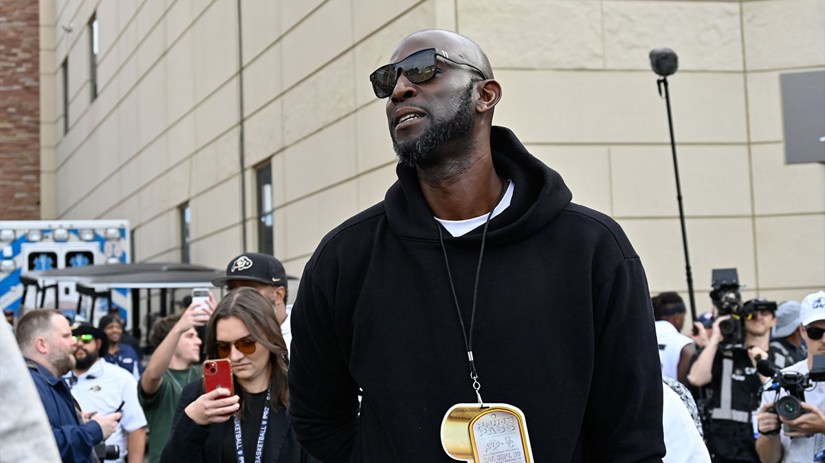 Former basketball star Kevin Garnett on hand for the Colorado Buffaloes USC Trojans football game at Folsom Field.