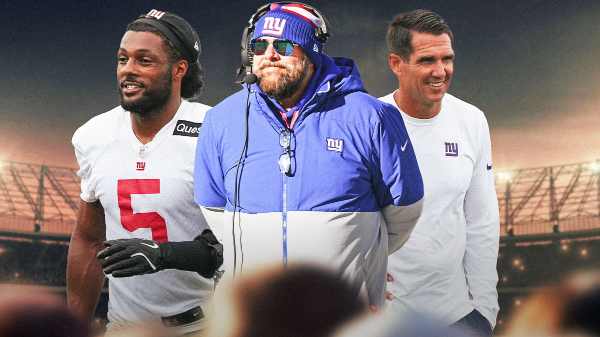 Kayvon Thibodeaux in a New York Giants uniform with Giants head coach Brian Daboll and Giants GM Joe Schoen must decide on Thibodeaux contract extension for the giants defense.