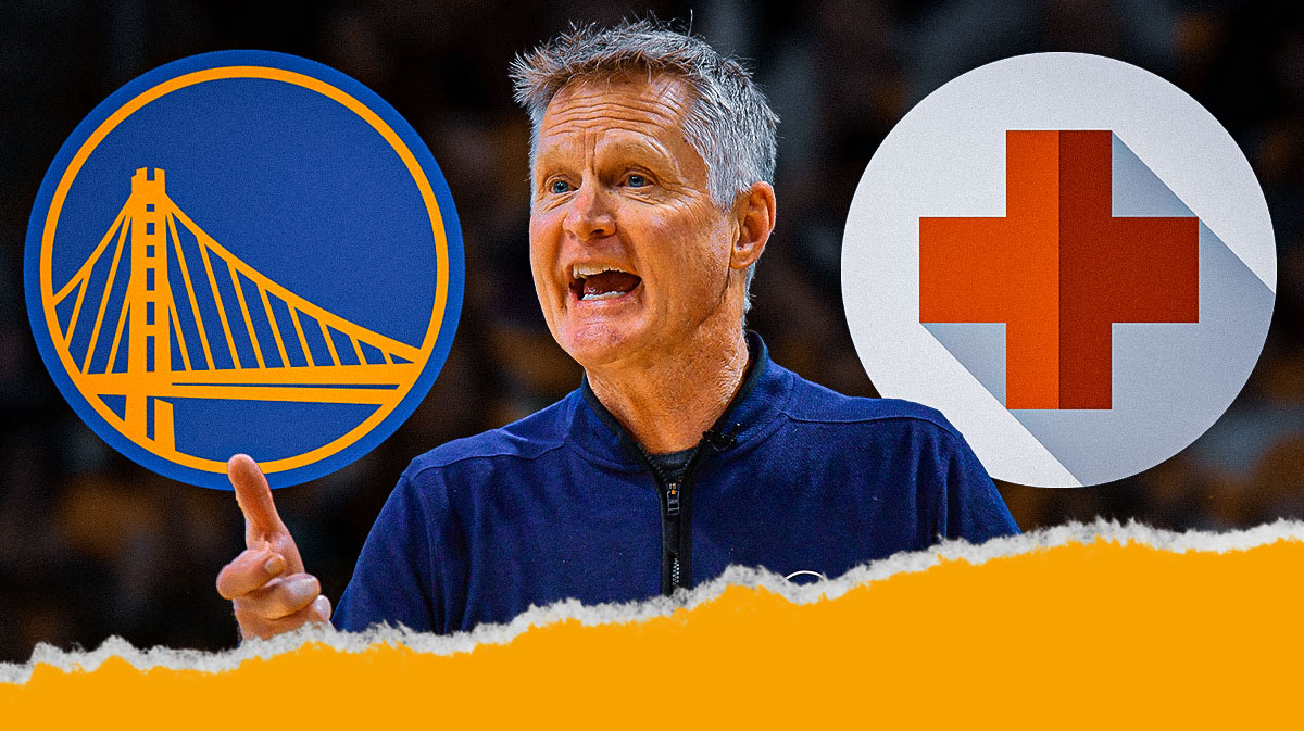 Warriors' Steve Kerr, Warriors logo and medical Red Cross symbol