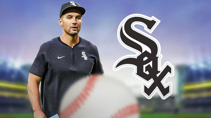 2024 image of White Sox Grady Sizemore on left. 2025 Chicago White Sox logo on right.