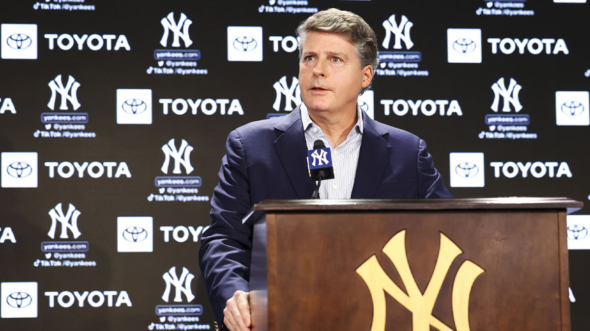 Hal Steinbrenner during a press conference at Yankee Stadium.