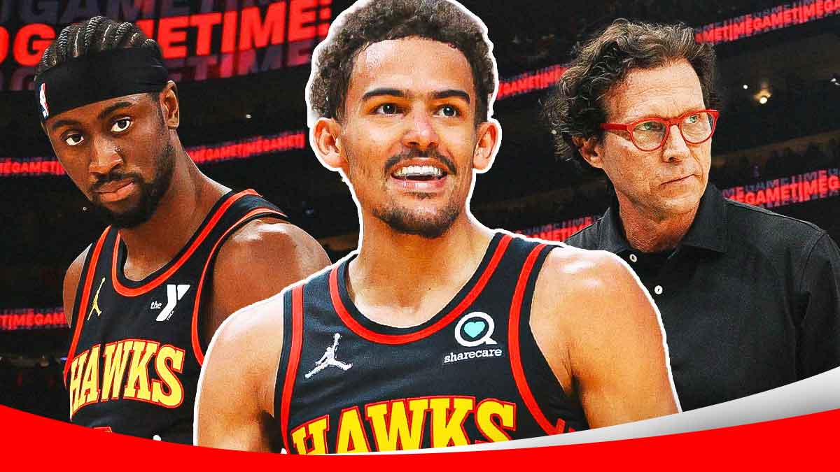 Trae Young, Caris LeVert, and Quin Snyder.
