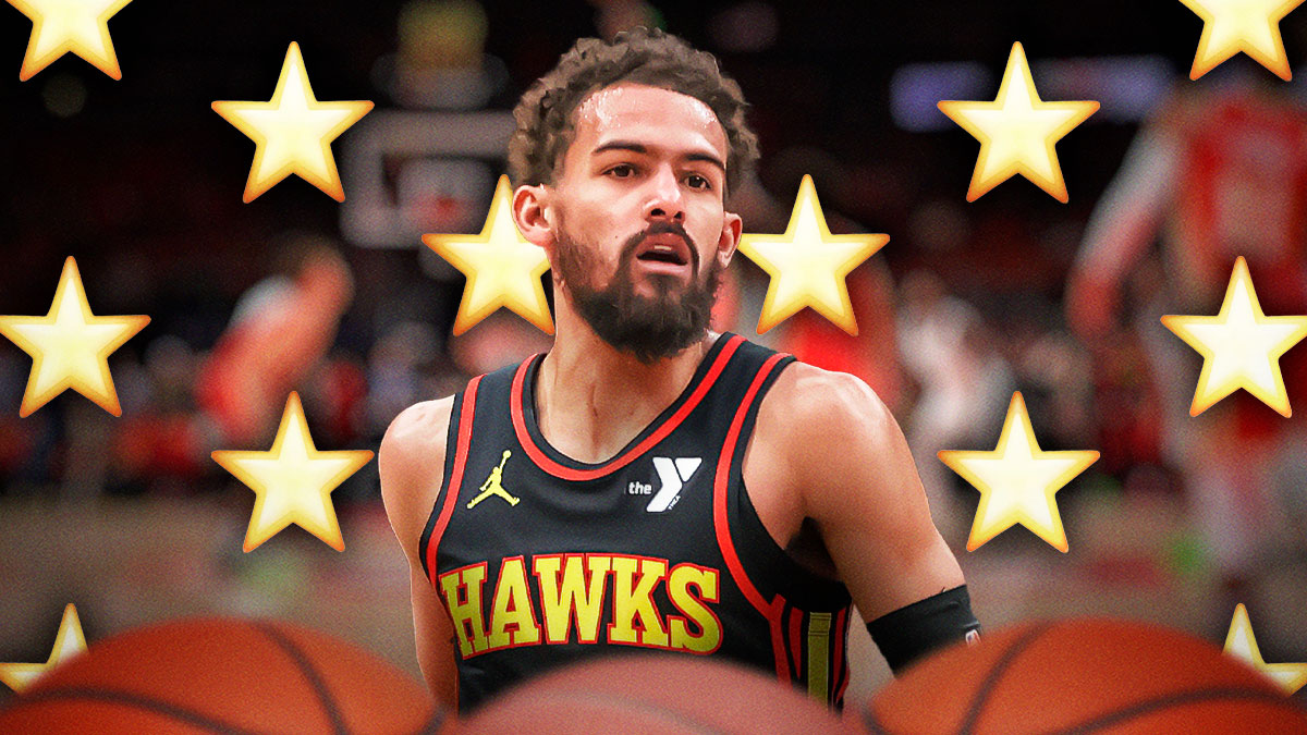 Trae Young with star emojis around the picture.