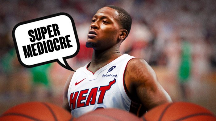 Heat guard Terry Rozier with a thought bubble that says "Super mediocre" in it, and he's looking sad.