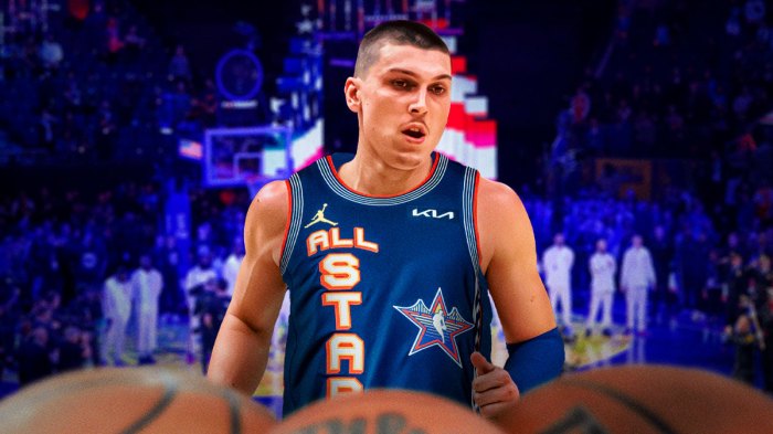Miami Heat star Tyler Herro in the All-Star jersey in front of the Kaseya Center.