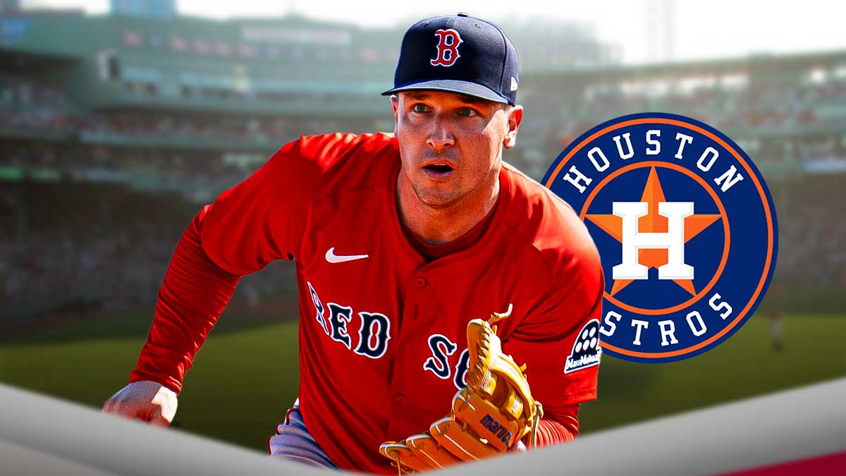 Red Sox star Alex Bregman, Astros, Daikin Park in back