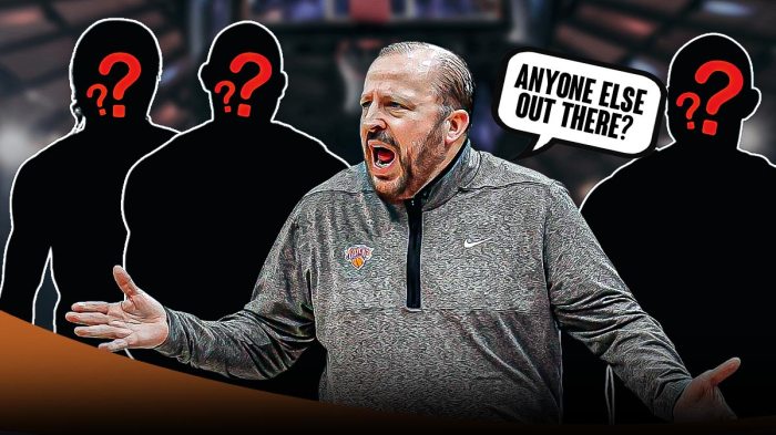 Knicks Tom Thibodeau surrounded by silhouettes