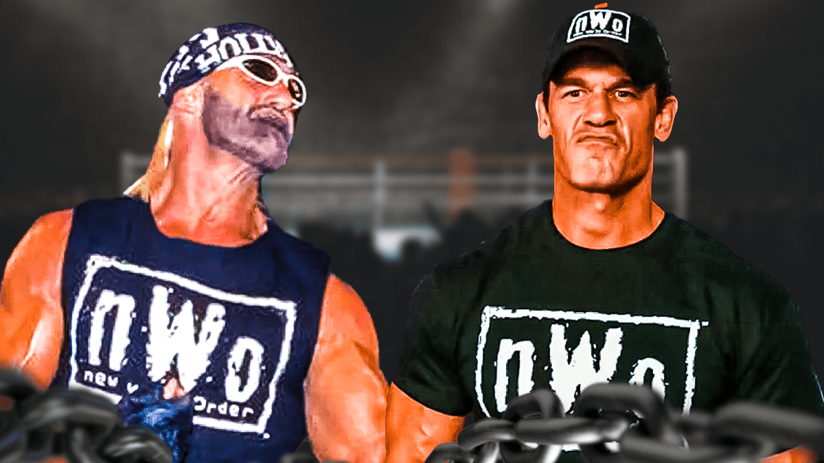 Hulk Hogan and John Cena wearing NWO shirts