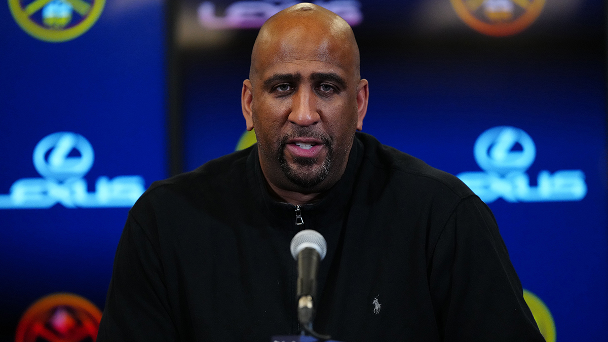 Denver Nuggets General Manager Calvin Booth speaks to the media before the game against Orlando magic on Balli Arena. 