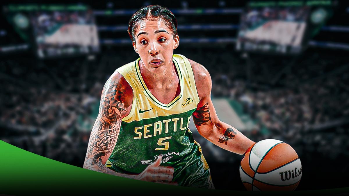 Seattle Storm player Gabby Williams with the Seattle Storm arena in the background, WNBA free agency