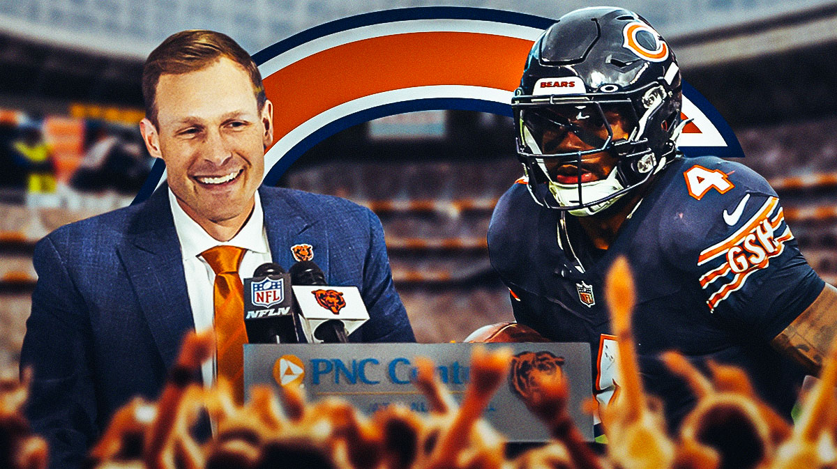 Bears Ben Johnson next to D'Andre Swift