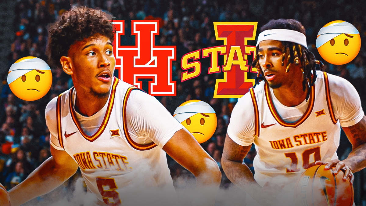 Keshon Gilbert and Curtis Jones, Iowa State and Houston logos, injury symbols