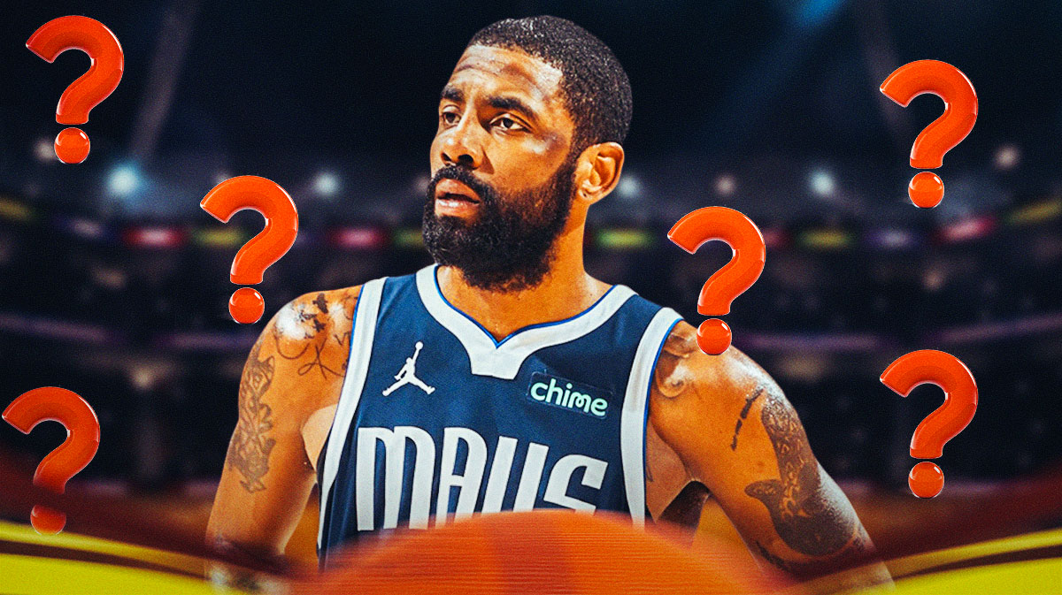 Kyrie Irving with question marks around the picture.