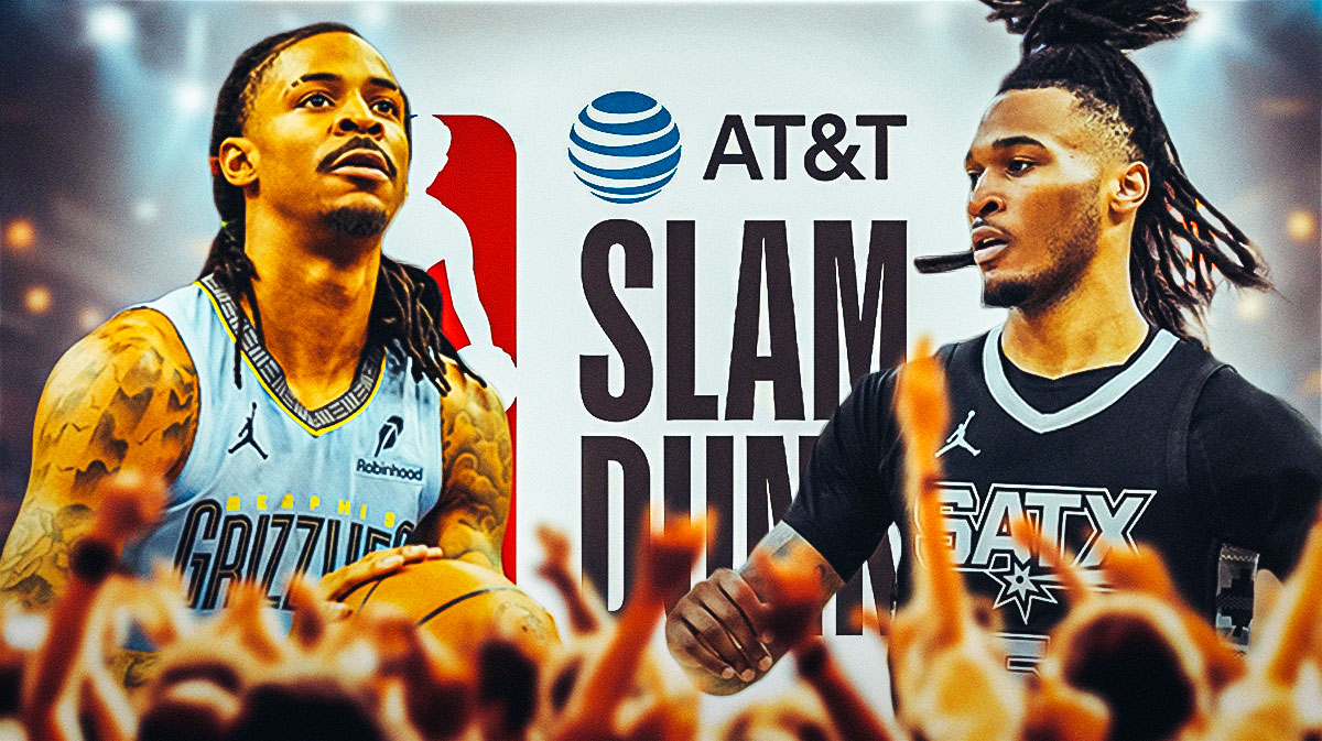 Ja Morant and Stephon Castle with NBA Slam Dunk logo.