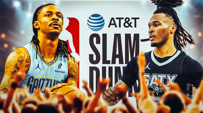 Ja Morant and Stephon Castle with NBA Slam Dunk logo.