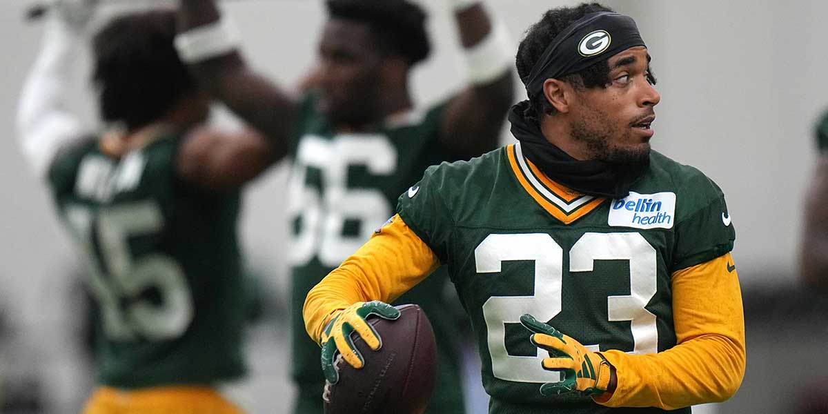 Green Bai Packers Cornerback Jaire Alexander (23) is shown during organized team activities on Tuesday, 21. May 2024. in Green Bay, Visconsin.