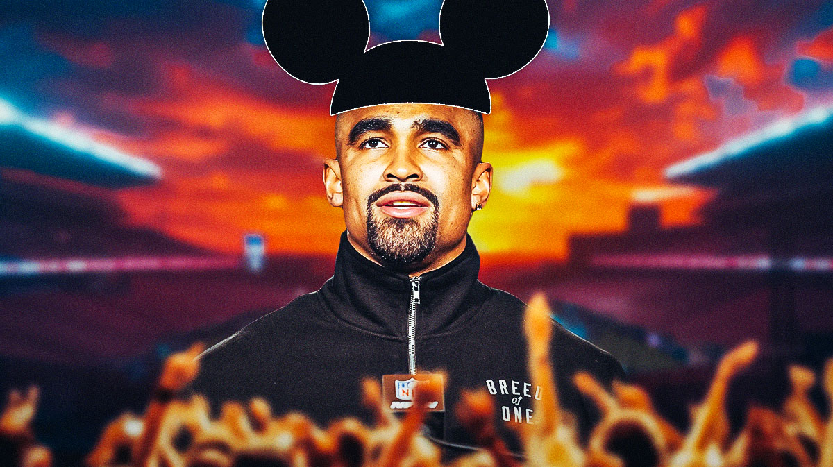 Eagles' Jalen Hurts with Mickey Mouse ears on