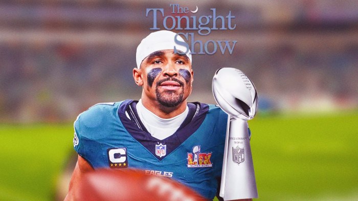 Eagles QB Jalen Hurts, Lombardi Trophy, 'The Tonight Show'