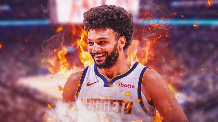 Nuggets' Jamal Murray with flames all around him