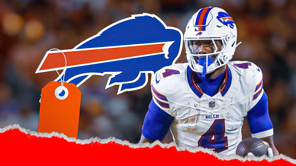 James Cook next to price tag and Bills logo.