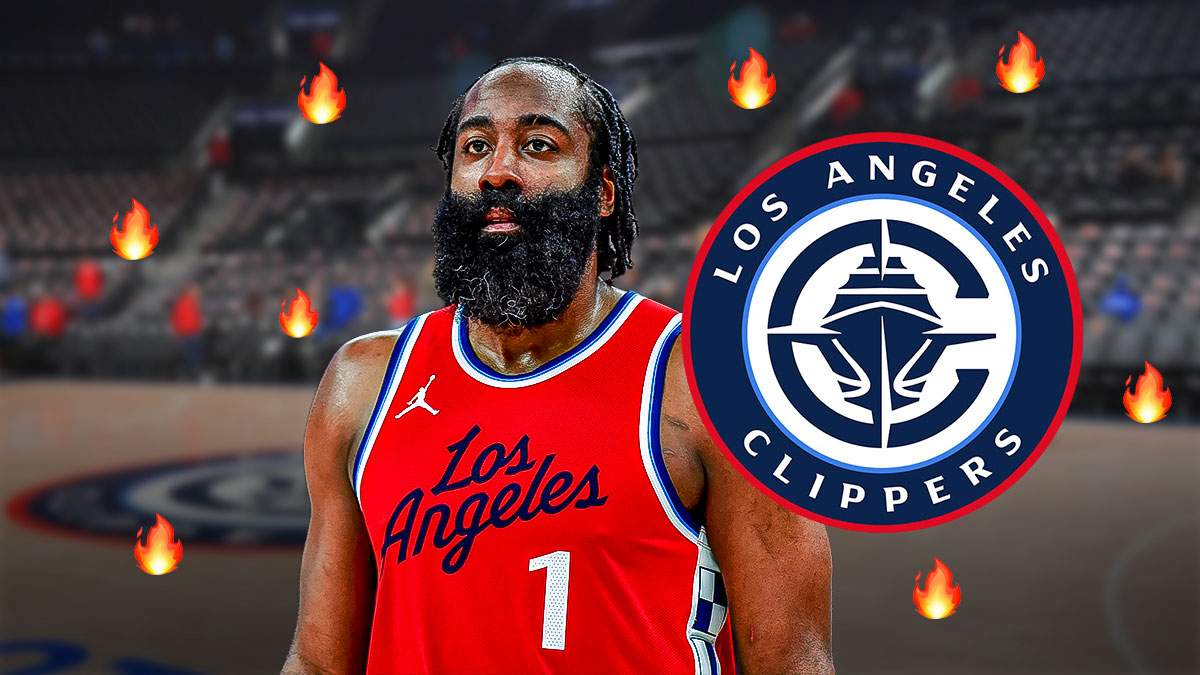 James Harden, LA Clippers logo, fire symbols