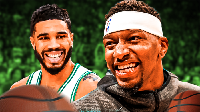 jayson tatum and torrey craig in celtics gear