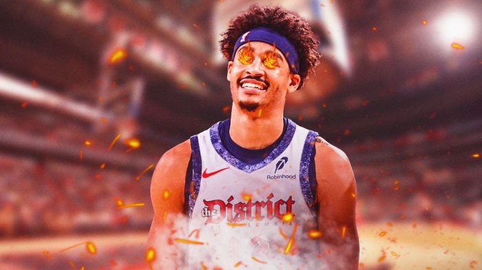 Jordan Poole smiles with fire in his eyes at Capital One Arena
