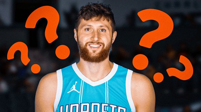 Hornets' Jusuf Nurkic smiling, question marks all over