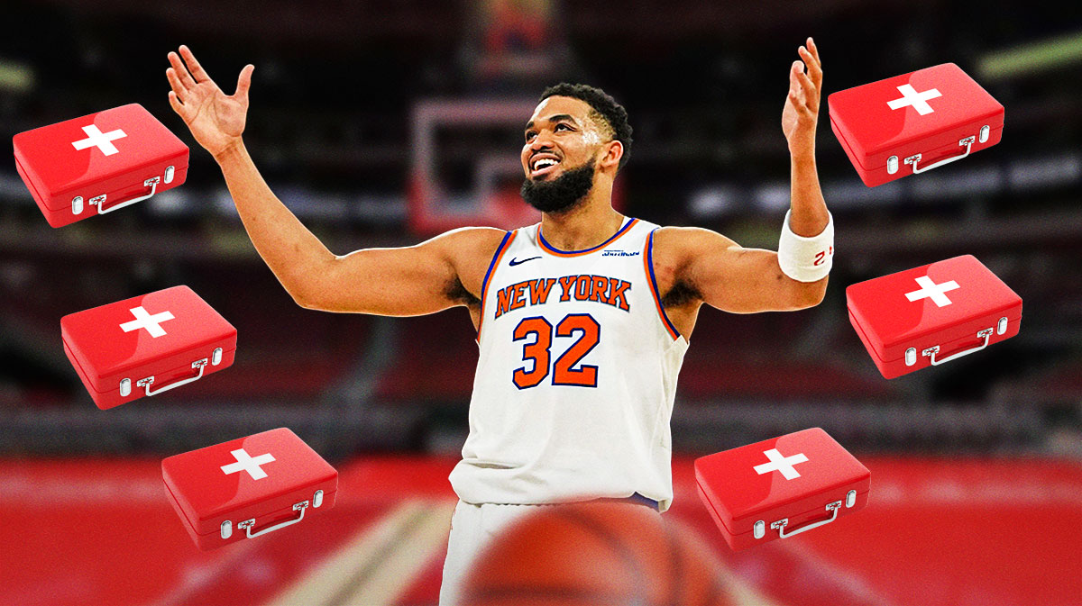 Knicks' Karl-Anthony Towns with first aid kits
