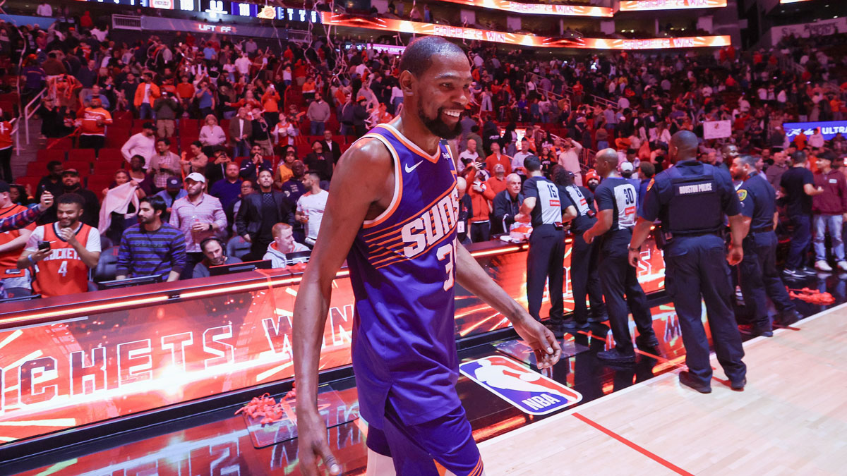 Phoenix Suns forward Kevin Durant (35) after playing against the Houston Rockets at Toyota Center.