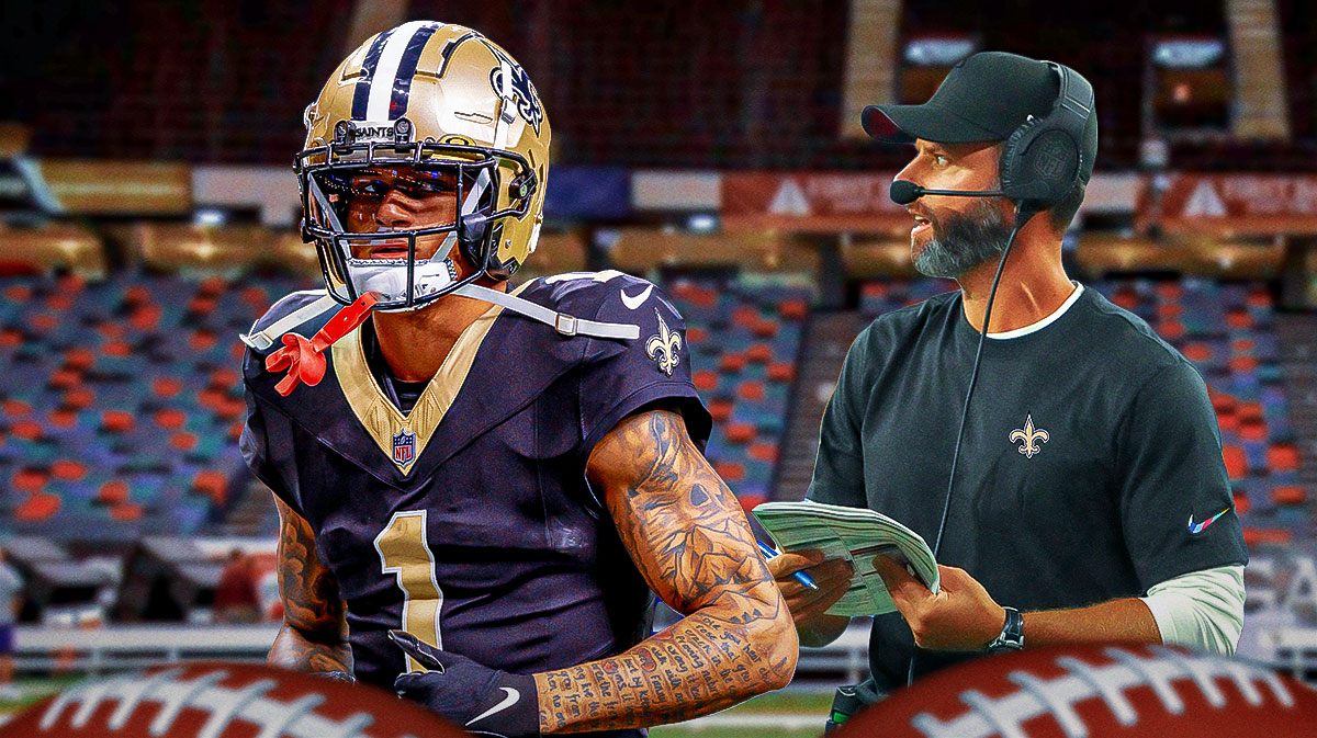 New Orleans Saints defensive back Alontae Taylor with new defensive coordinator Brandon Staley