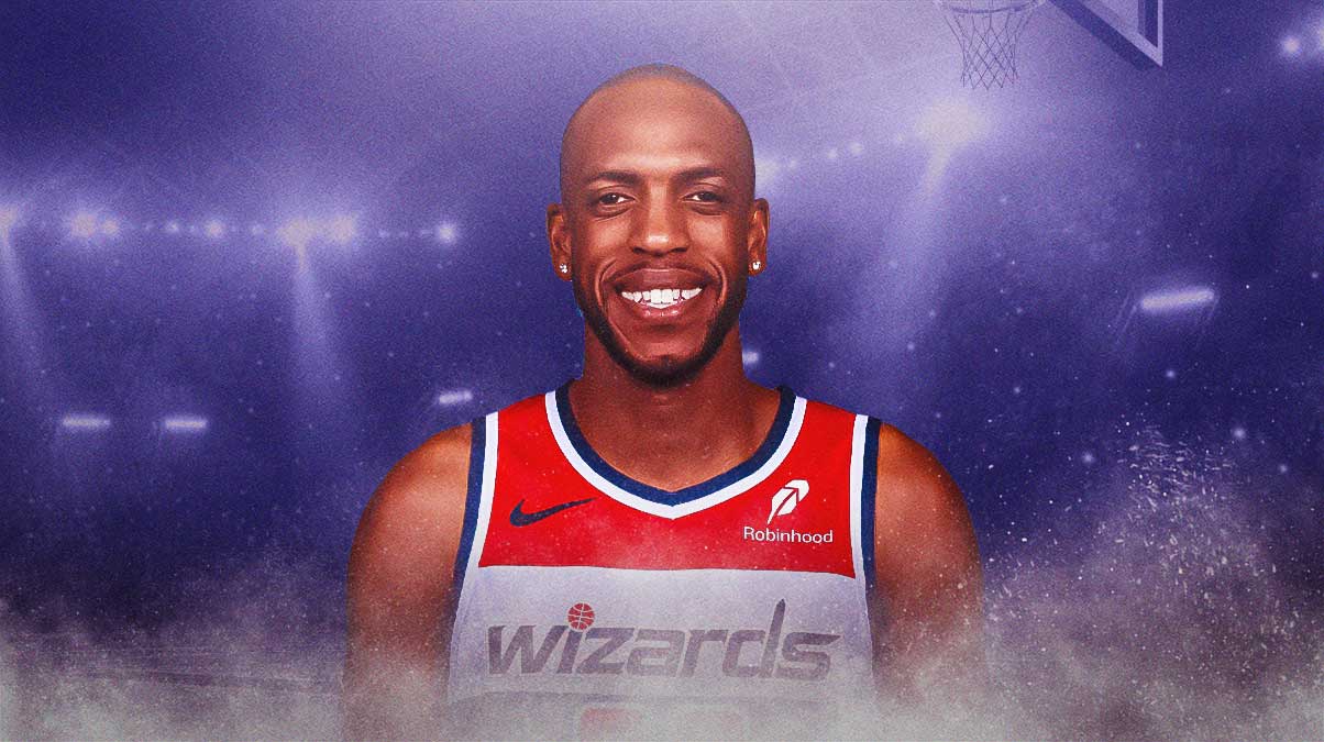 Khris Middleton smiles in Wizards jersey at Capital One Arena