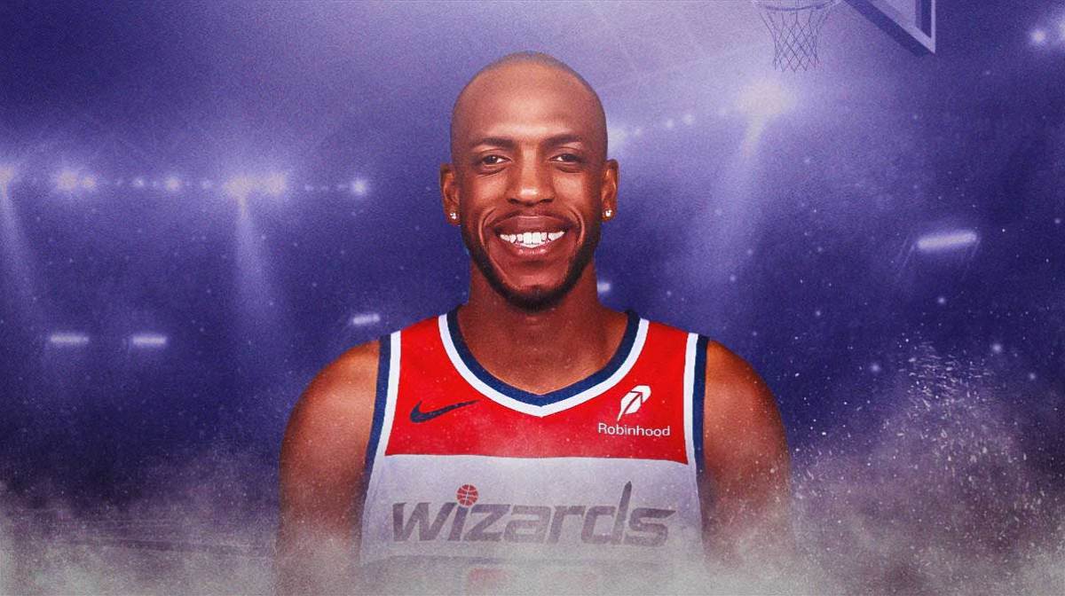 Khris Middleton smiles in Wizards jersey at Capital One Arena