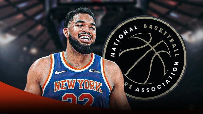 Karl-Anthony Towns NBPA logo in the background.