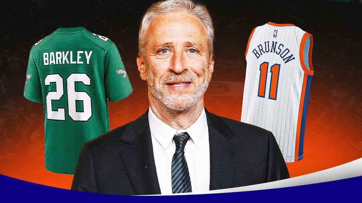 Jon Stewart Saquon Barkley Jalen Brunson New York Knicks Philadelphia Eagles