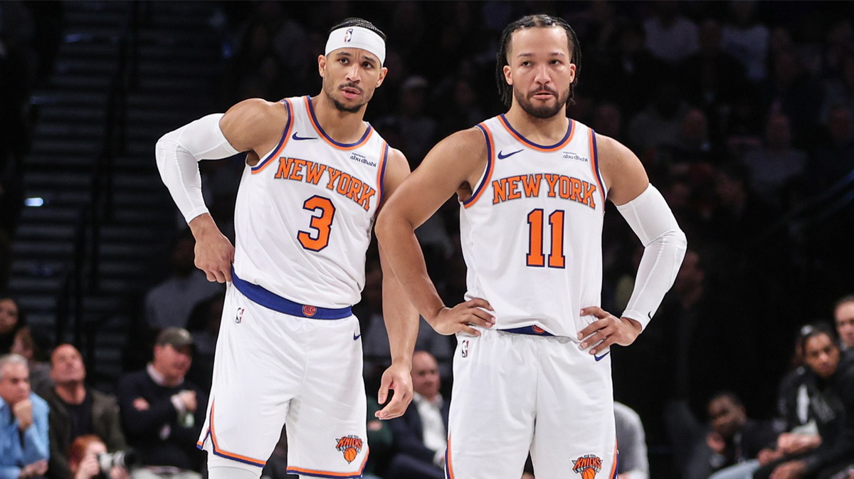 New York Knicks guards Josh Hart (3) and Jalen Brunson (11) at Barclays Center. 