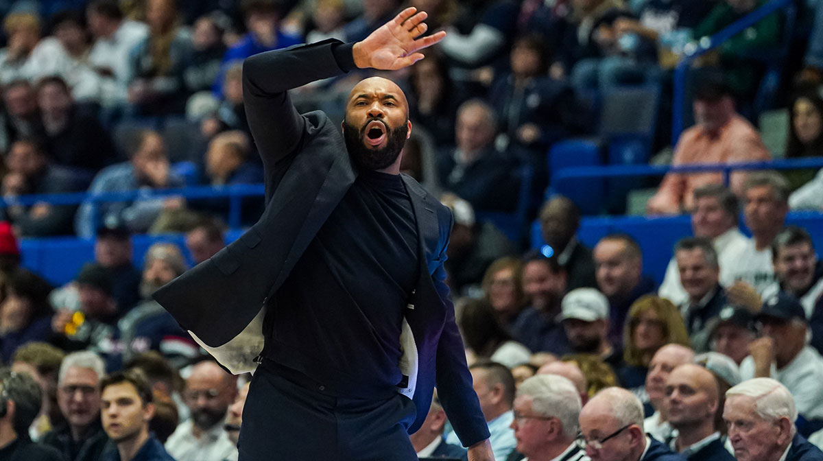 Villanova Wildcats head coach Kyle Neptune watches from the sideline as they take on the UConn Huskies at XL Center.